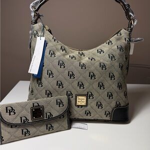 Dooney & Bourke Gray and Black Hobo Bag with Wallet